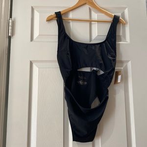 NWT Rachel Roy black cutout bathing suit with copper hardware